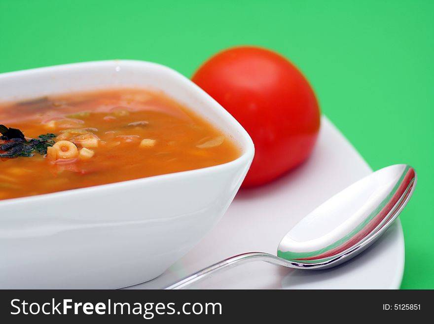 A healthy italian vegetables soup called minnestrone