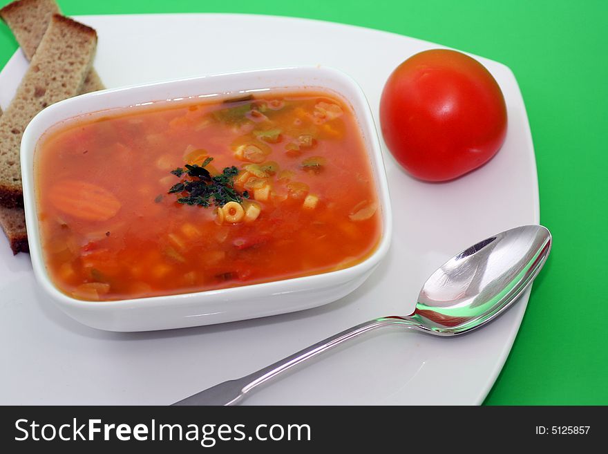 A fresh vegetable soup called minnestrone