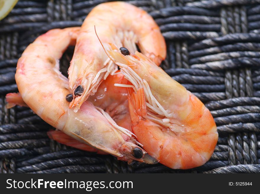 Some fresh shrimps on a plate