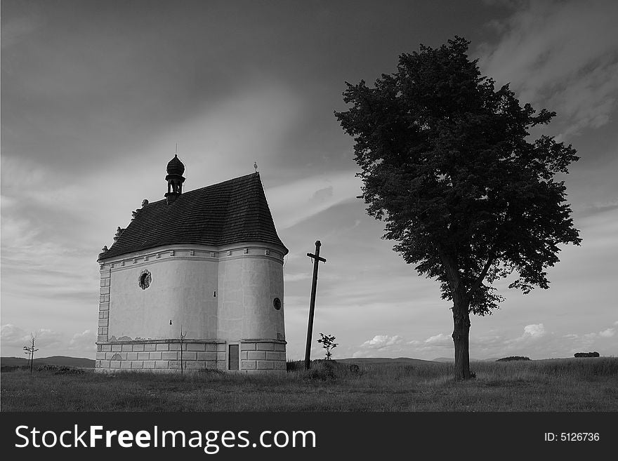 The chapel on the hill. Village Usov. Czech republic. The chapel on the hill. Village Usov. Czech republic