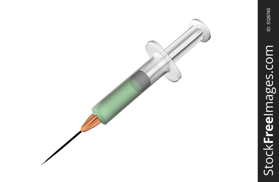 3D render of a syringe with clipping path