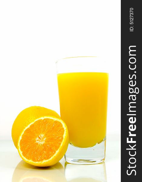 Orange juice isolated against a white background