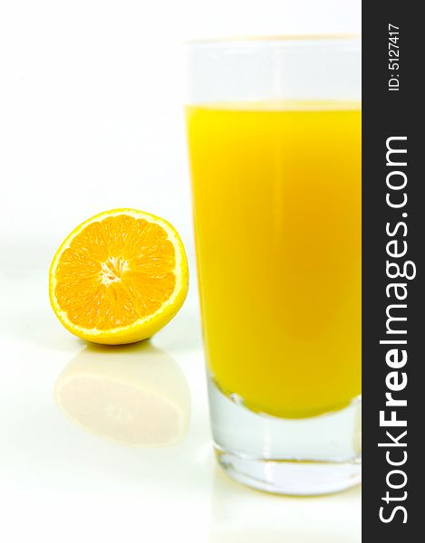 Orange juice isolated against a white background