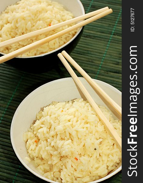 Two bowls of healthy organic rice