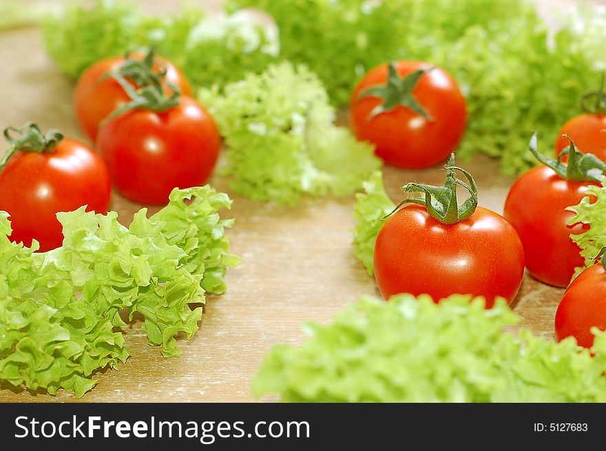 Fresh salad with tomatoes high resolution photo