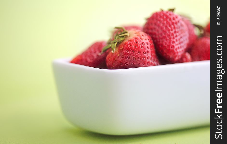 Fresh strawberries in white bowl. Fresh strawberries in white bowl
