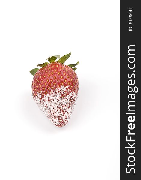 Strawberry with sugar on a white background