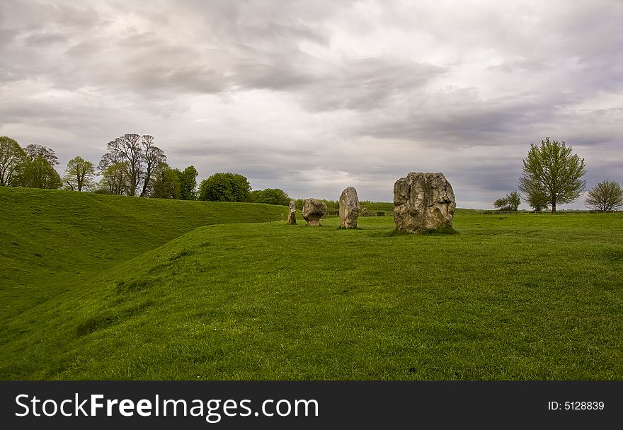 A section of the Neolithic stone circle at Avebury in Wiltshire.