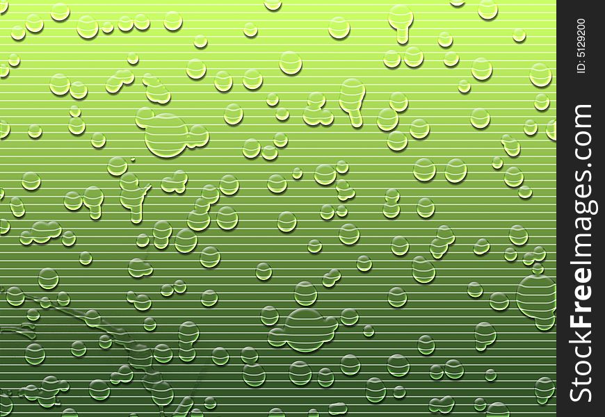 Water droplets on green - digital illustration