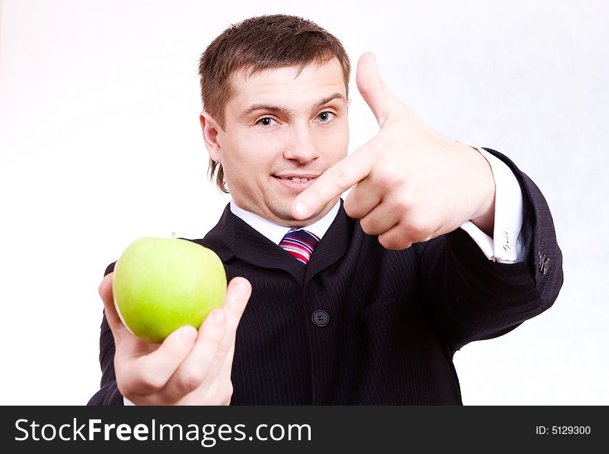 Laughter guy is to give your ripe green apple