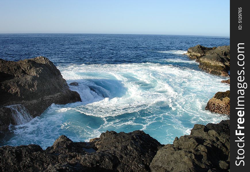 Lagoon formed after volcano eruption. Lagoon formed after volcano eruption