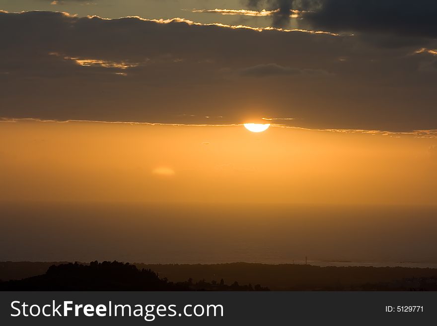 Beautiful sunset on the Mediterranean coast