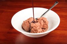 Bowl Of Chocolate Ice Cream With Chocolate Sauce Stock Photos Bowl Of Chocolate Ice Cream With Chocolate Sauce Stock Photos