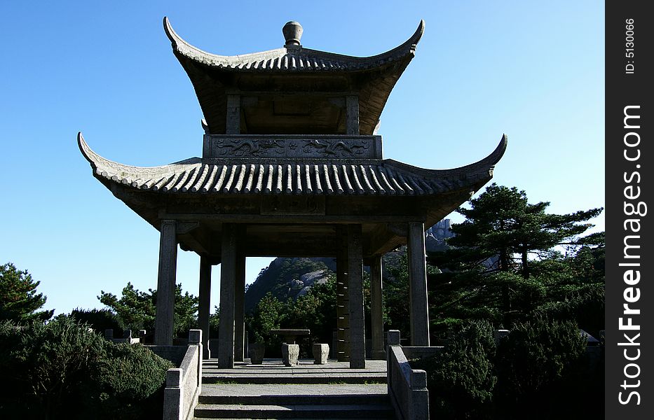 Haixin gloriette at central sea of huangshan mountain