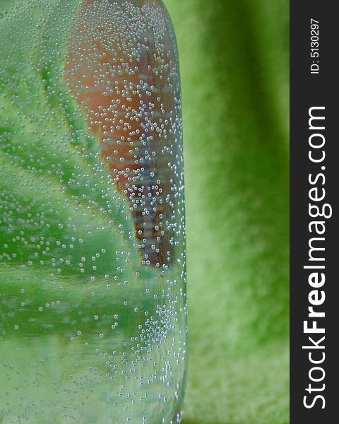 Bubbles on walls glass banks on a green background