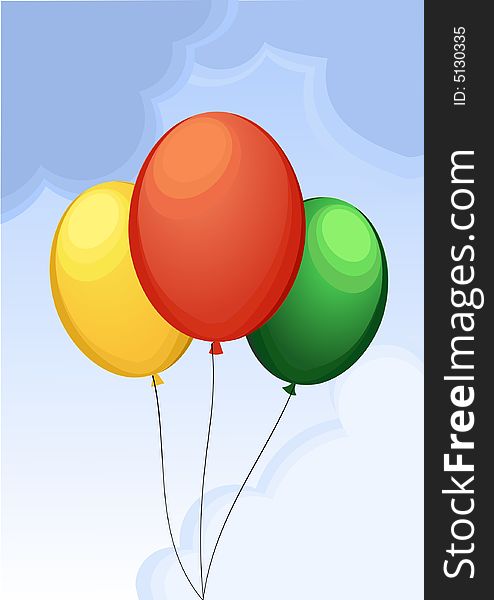 Vector illustration of balloons in the sky