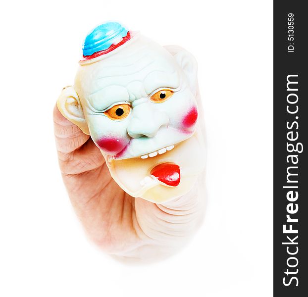 Funny squishy face held by fingertips. Funny squishy face held by fingertips