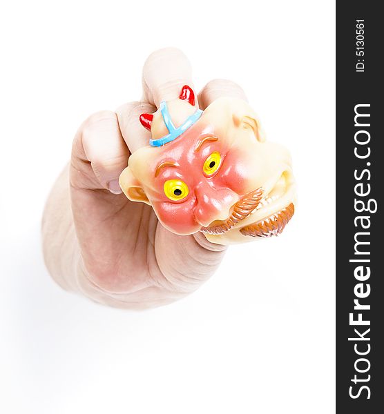 Funny squishy face held by fingertips. Funny squishy face held by fingertips