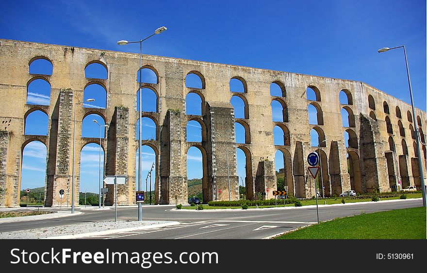 Aqueduct  In Old City Of Elvas.