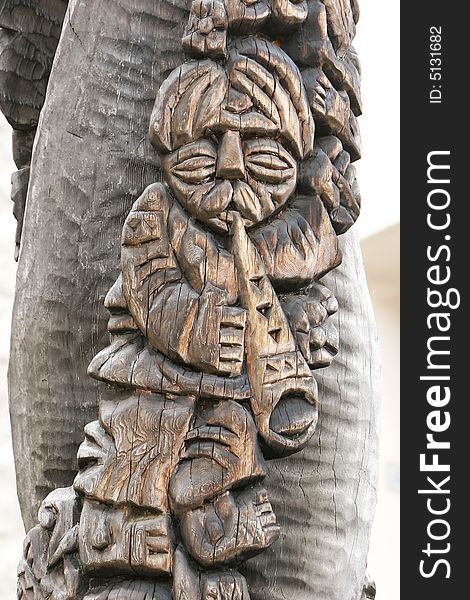 Carved Peasant Playing Fife