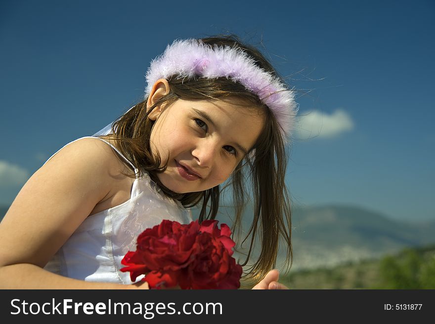 Girl Holding Red Roses