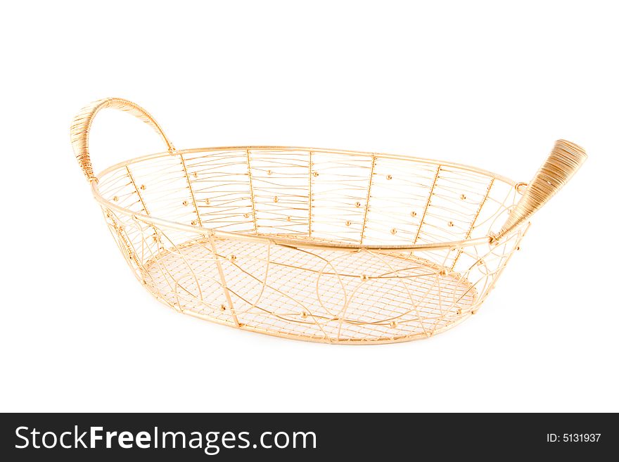 Copper basket on a white background