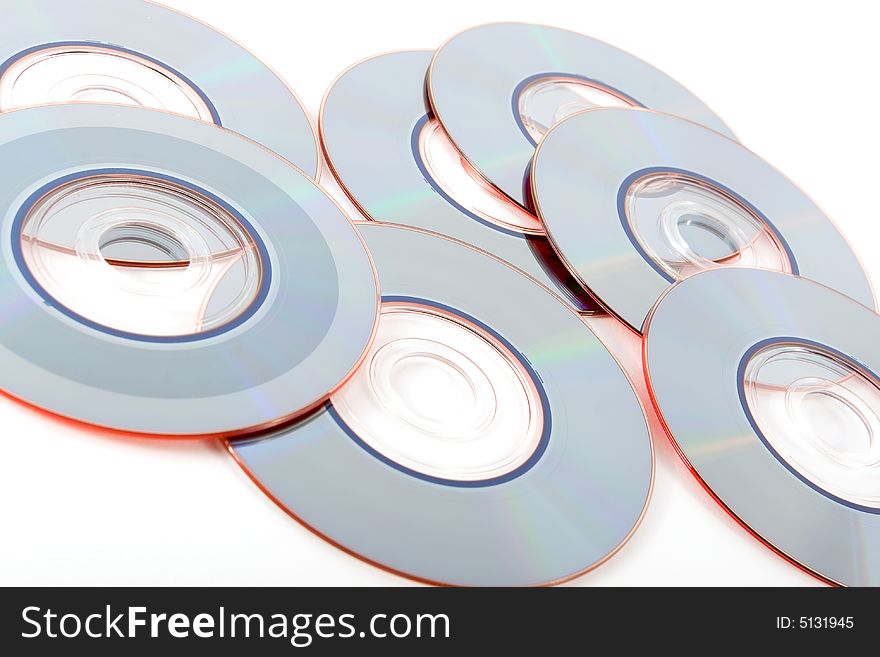 Compact discs on a white background. Compact discs on a white background