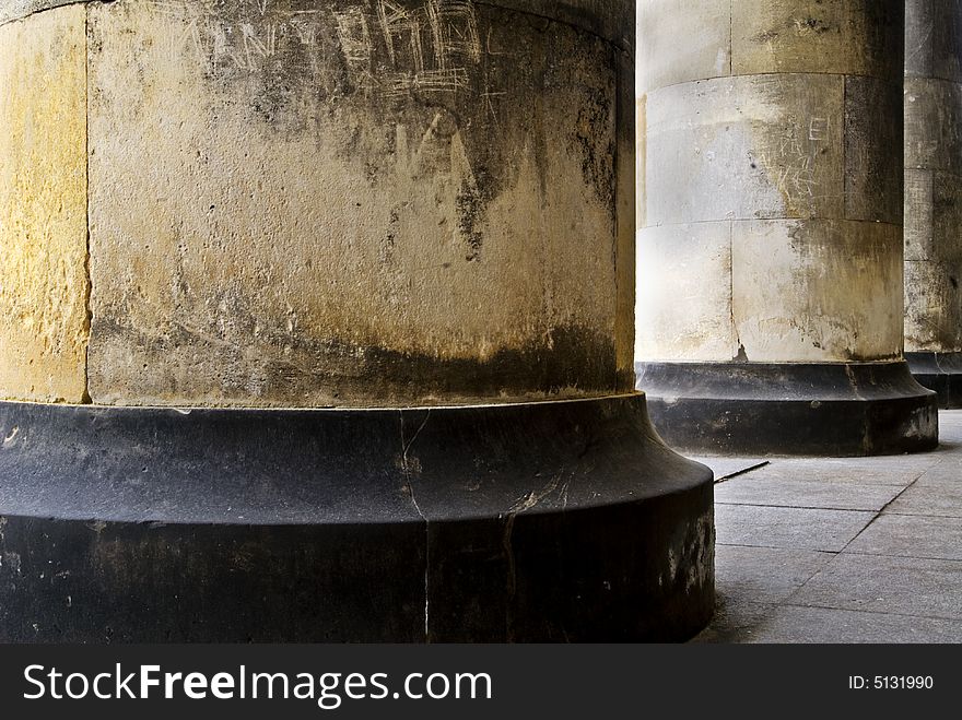 Old rustic vintage building columns. Old rustic vintage building columns