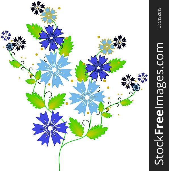 blue flowers in white background