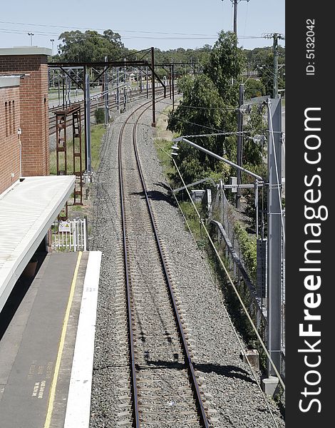 Empty Train Station In The Far Western Suburbs Of Sydney, Australia. Empty Train Station In The Far Western Suburbs Of Sydney, Australia