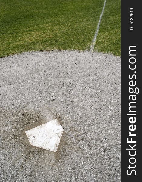 Home plate on baseball field with copy space