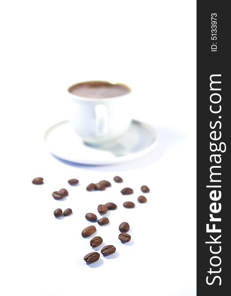 Cup of coffee on a white background isolated