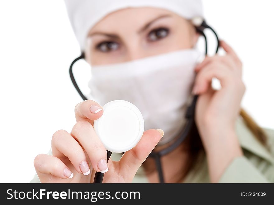 An image of a nurse with stethoscope. An image of a nurse with stethoscope