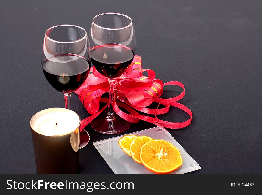 Wine and orange for eroticism