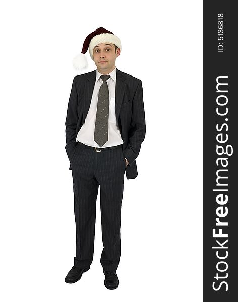 Businessman with a cap of Santa Claus. Businessman with a cap of Santa Claus.