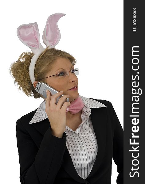 Business Woman As Easter Bunny