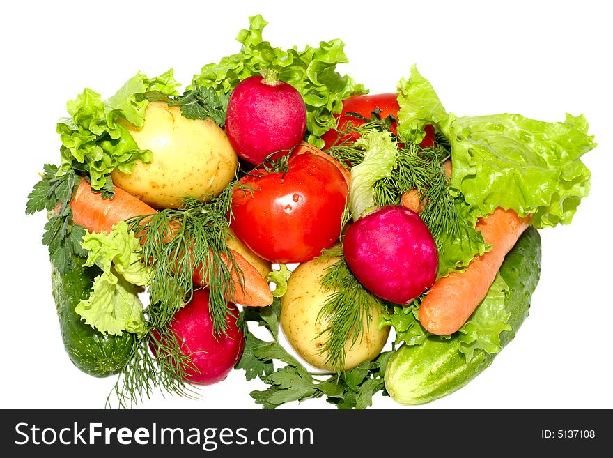 Fresh vegetables on white background