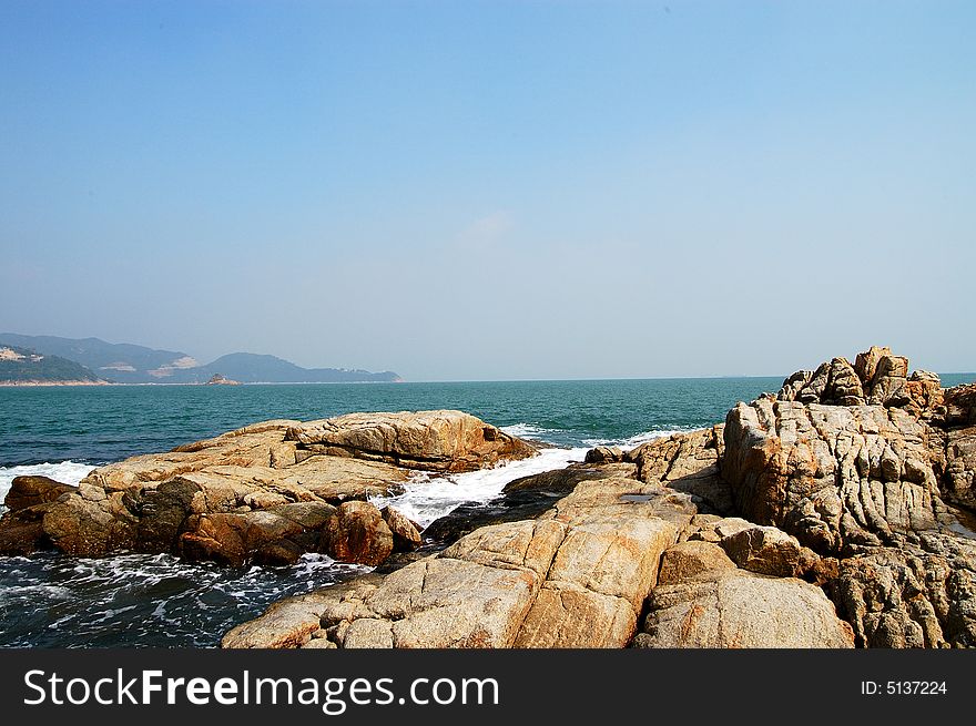 The reef and the blue sea in ShenZhen ocean. The reef and the blue sea in ShenZhen ocean