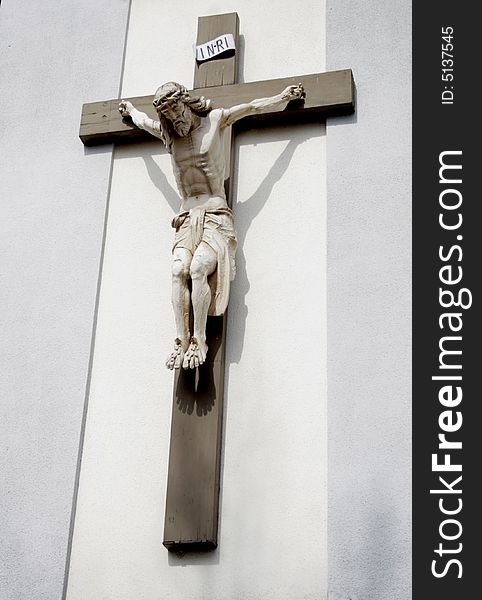 Sculpture on the cross, religion symbol. Sculpture on the cross, religion symbol