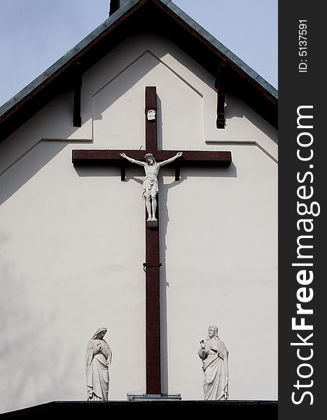 Sculpture on the cross, religion symbol. Sculpture on the cross, religion symbol