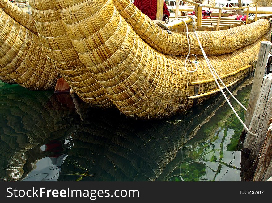 Details of traditional boat made from totora reeds, on the Titicaca Lake, Bolivia. Details of traditional boat made from totora reeds, on the Titicaca Lake, Bolivia.