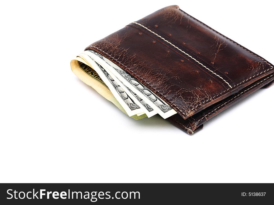 Wallet with couple of hundred dollar bills and a few coins