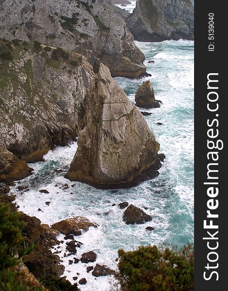 Coastline in cape roca in portugal