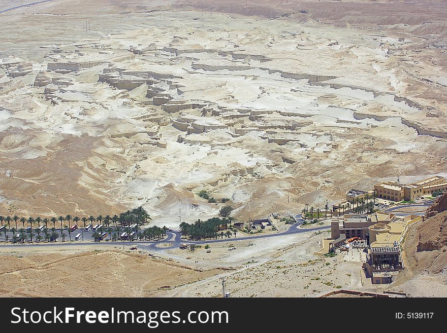 Territory between Masada fortress and the Dead Sea. Territory between Masada fortress and the Dead Sea