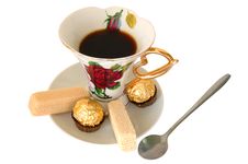 Cup Of Tea And Sweeties. Royalty Free Stock Photography Cup Of Tea And Sweeties. Royalty Free Stock Photography