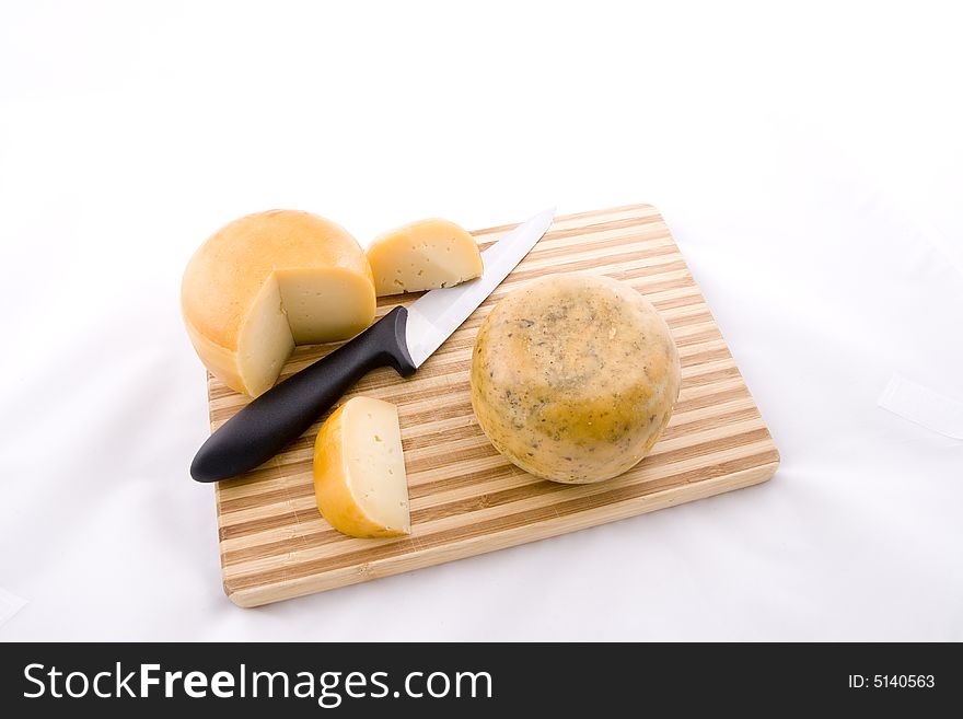 Traditional Dutch cheese on a kitchen board