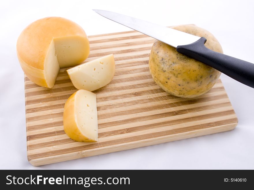 Traditional Dutch cheese on a kitchen board