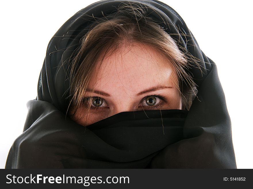 Mysterious eastern woman with beautiful eyes.