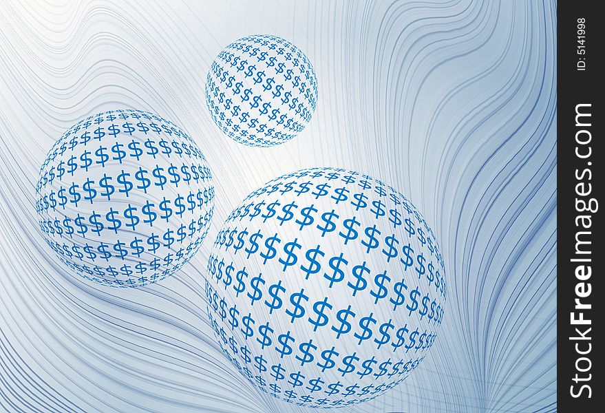 Abstract of dollar symbol balls on line pattern. Abstract of dollar symbol balls on line pattern