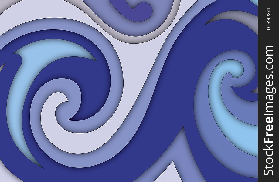 Abstract fractal image resembling layers and spirals converging